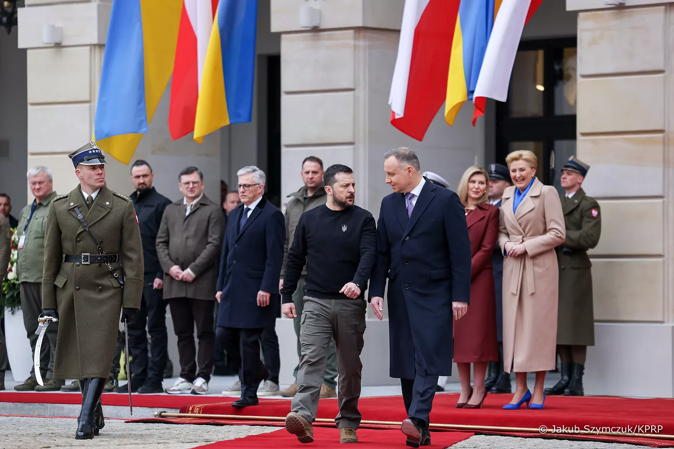 003 08 Andrzej Agata Duda Wolodymyr Zelenski powitanie 20230405 JS 9592