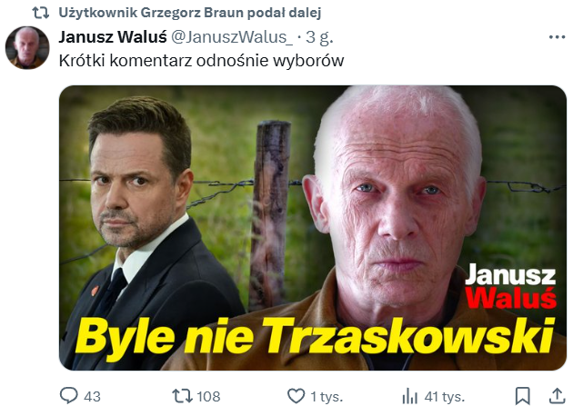 Grzegorz Braun @GrzegorzBraun X – Janusz Walus