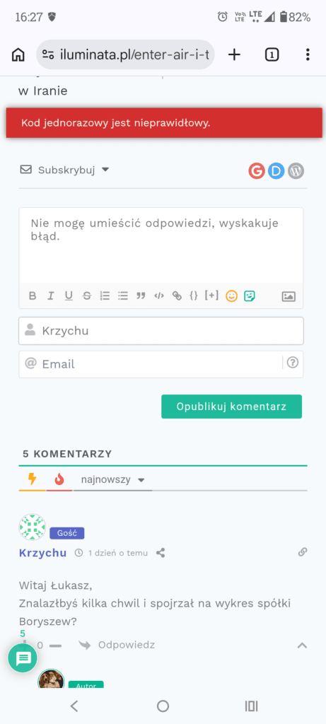 Dodawanie komentarzy działa już prawidłowo na blogu 1000000929